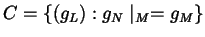 $\displaystyle C = \left\{ (g_{L}) : g_{N} \mid_{M} = g_{M} \right\}$